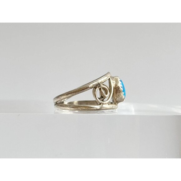 Blue Opal Open Work Southwest Style Sterling Silver 925 Vintage Ring - sz 5.5 - Picture 15 of 16